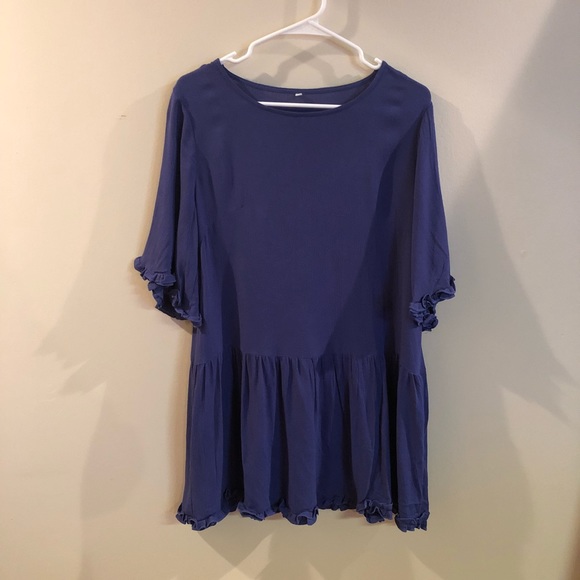 Navy Ruffle Mini Dress - Picture 3 of 6